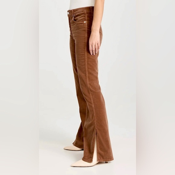 *NWT* AMO Liz Velvet High Rise Split Flare Jeans in Rust - Picture 8 of 10